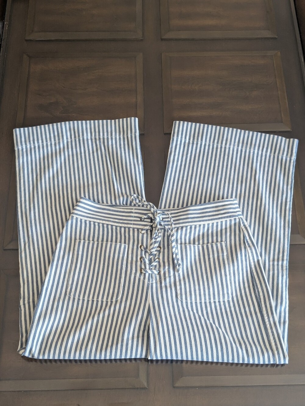 Madewell Emmett Striped Lace Up Wide Leg Pants Size 2